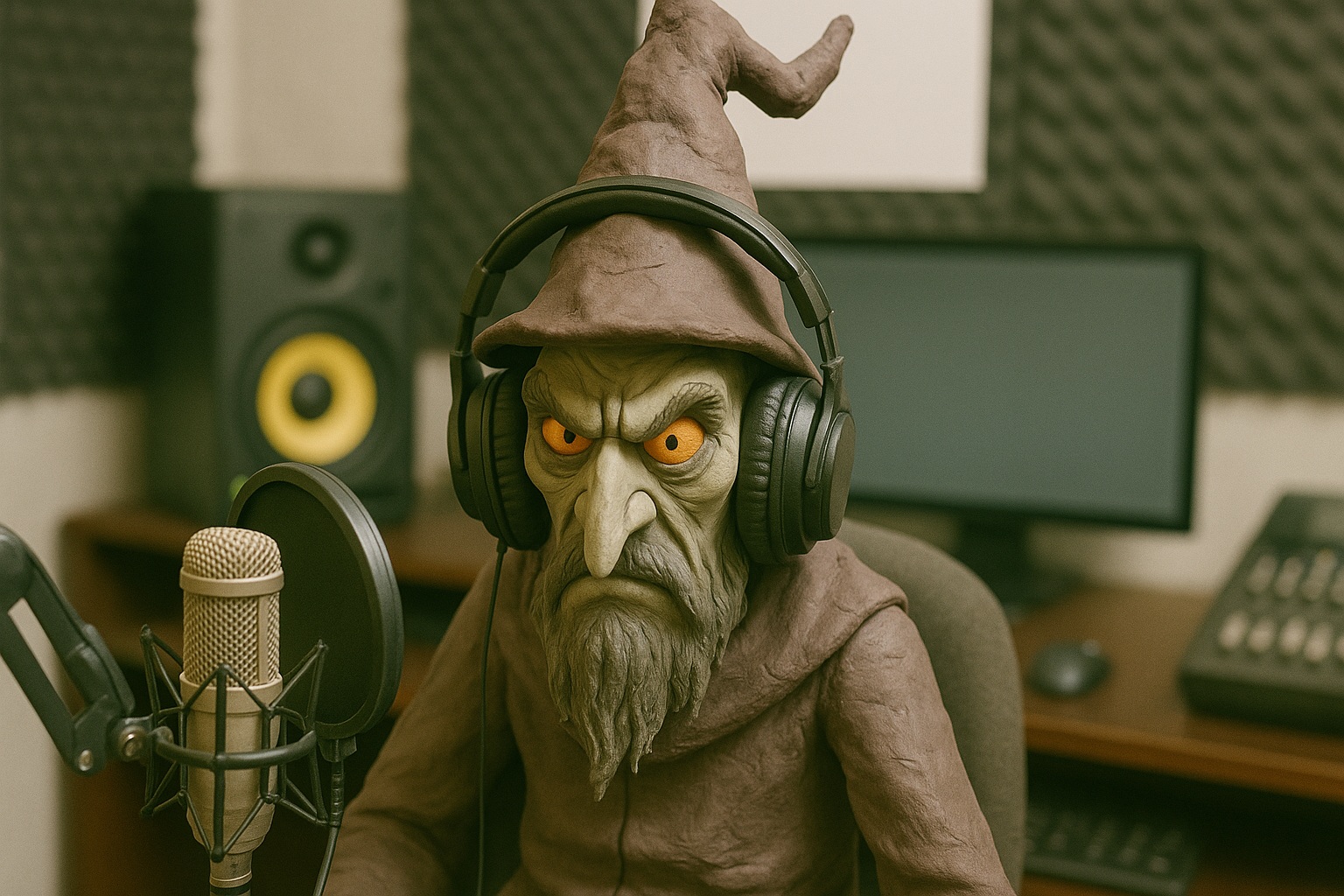 wizard with headphones
