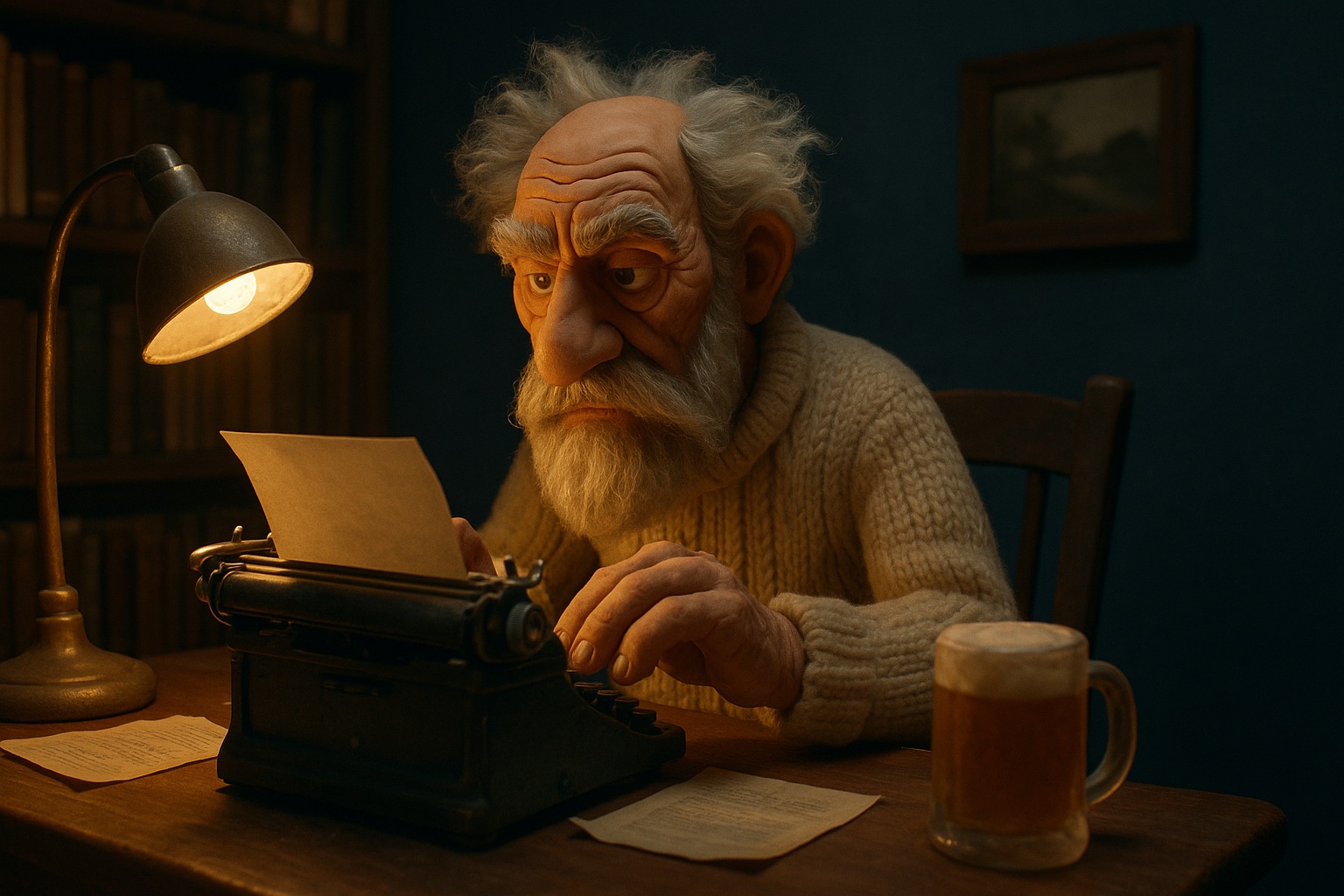 writer at a typewriter